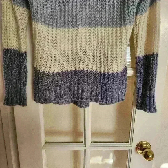 American Eagle Women's Knit Chunky Multicolored Striped Wool Fall Sweater Large - Picture 8 of 11
